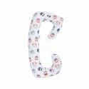 BabyNeeds - Perna 3 in 1 pentru gravide si bebelusi Soft Cu husa din bumbac Bufnite Gri-rosu
