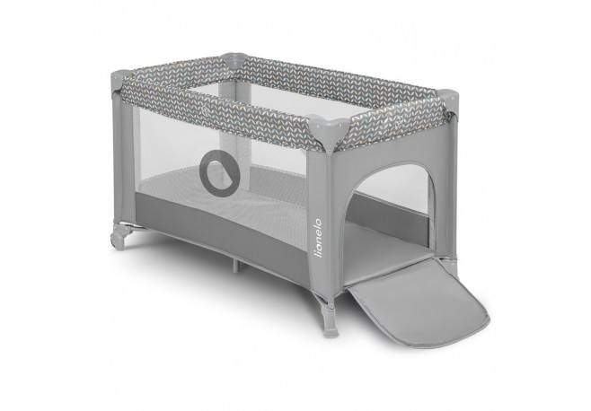 Lionelo - Patut pliant cu un nivel Stefi Cu intrare laterala cu fermoar 2 roti 120x60 cm Conform cu standardul european de secur
