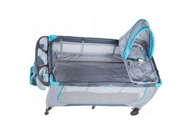 Patut pliabil accesorizat Ecotoys - Gri - Resigilat (husa transport rupta)