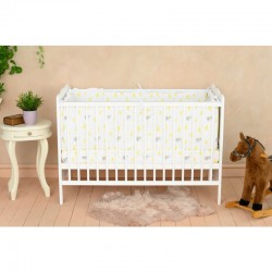 Qmini - Patut din lemn Julia 120x60 cm multifunctional Cu sina speciala pentru dentitie EN716-1 EN716-2 Alb + Saltea 8 cm