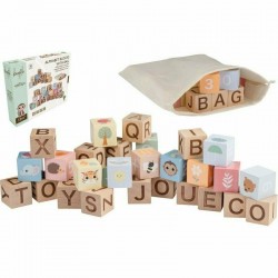 Joueco - Cuburi din lemn certificat FSC Multifunctionale Familia Wildies 25x21 cm 12 luni+ 30 piese Multicolor