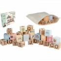Joueco - Cuburi din lemn certificat FSC Multifunctionale Familia Wildies 25x21 cm 12 luni+ 30 piese Multicolor