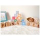 Joueco - Cuburi din lemn certificat FSC Multifunctionale Familia Wildies 25x21 cm 12 luni+ 30 piese Multicolor