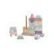 Joueco - Jucarie de stivuit Casute Familia Wildies Din lemn certificat FSC 23x24 cm 12 luni+ 20 piese Multicolor