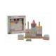 Joueco - Jucarie de stivuit Casute Familia Wildies Din lemn certificat FSC 23x24 cm 12 luni+ 20 piese Multicolor