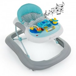 Petite&Mars - Premergator Monty Panou interactiv Reglabil pe inaltime Roti Sustine 12 kg Chevron Blue