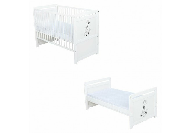 Babyneeds- Patut din lemn Nadia II Girafa transformabil pt bebe si junior 120x60 cm Multifunctional Din lemn de pin si mdf Stabi