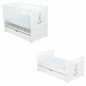 Babyneeds- Patut din lemn Nadia II Girafa transformabil pt bebe si junior 120x60 cm Cu sertar cu capac Din lemn de pin si mdf St