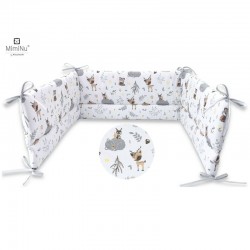 MimiNu - Aparatoare pentru patut 120x60 cm Din bumbac certificat Oeko Tex Standard 100 Cu inaltimea de 30 cm Cu panglici Forest 