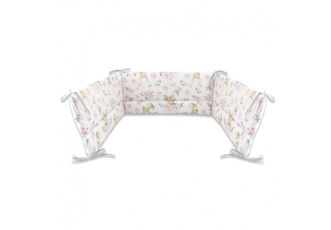 MimiNu - Aparatoare pentru patut 120x60 cm Din bumbac certificat Oeko Tex Standard 100 Cu inaltimea de 30 cm Cu panglici Sweet D