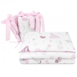 MimiNu - Lenjerie patut 3 piese Cu protectie laterala Din bumbac certificat Oeko Tex Standard 100 Pentru patut 120x60 cm Baby Sh