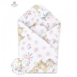 MimiNu - Paturica de infasat cu doua fete Cu multiple utilizari Cu inchidere arici velcro Dimensiune 75x75 cm Din bumbac certifi