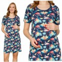Qmini - Camasa de alaptat M Din bumbac Cu capse oblice Flamingos