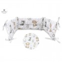MimiNu - Aparatoare pentru patut 120x60 cm Din bumbac certificat Oeko Tex Standard 100 Cu inaltimea de 30 cm Cu panglici Safari 
