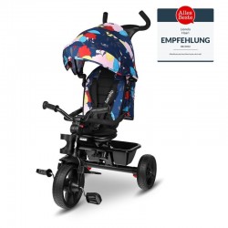 Lionelo - Tricicleta Haari Blue Navy Suport picioare Control al directiei Scaun reversibil Rotire 360 grade Pliabila Conform cu 