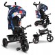 Lionelo - Tricicleta Haari Blue Navy Suport picioare Control al directiei Scaun reversibil Rotire 360 grade Pliabila Conform cu 