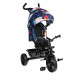 Lionelo - Tricicleta Haari Blue Navy Suport picioare Control al directiei Scaun reversibil Rotire 360 grade Pliabila Conform cu 