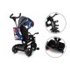 Lionelo - Tricicleta Haari Blue Navy Suport picioare Control al directiei Scaun reversibil Rotire 360 grade Pliabila Conform cu 