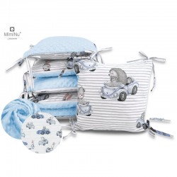 MimiNu - Aparatoare cu 6 pernute modulare Cu doua fete Cu fermoar Cu husa detasabila si lavabila Pentru patut 120X60 cm Din bumb