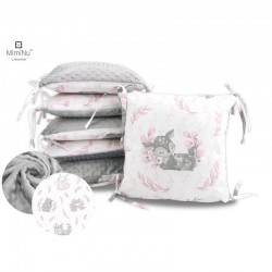 MimiNu - Aparatoare cu 6 pernute modulare Cu doua fete Cu fermoar Cu husa detasabila si lavabila Pentru patut 120X60 cm Din bumb