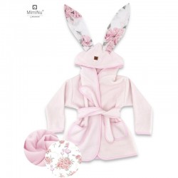 MimiNu - Halat de baie cu urechi 6 - 24 luni Moale Cu buzunare Cu cordon Din bumbac si thermo fleece Materiale certificate Oeko 