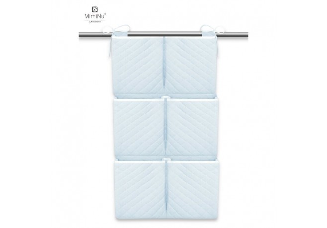 MimiNu - Organizator matlasat din catifea moale Pentru patut Cu 6 compartimente Cu doua panglici Materiale certificate Oeko Tex 