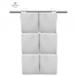 MimiNu - Organizator matlasat din catifea moale Pentru patut Cu 6 compartimente Cu doua panglici Materiale certificate Oeko Tex 