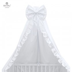 MimiNu - Baldachin din tull pentru patut cu funda si volan 210x145 cm Material certificat Oeko Tex Standard 100 Alb