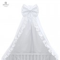 MimiNu - Baldachin din tull pentru patut cu funda si volan 210x145 cm Material certificat Oeko Tex Standard 100 Alb