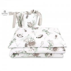 MimiNu - Lenjerie patut 3 piese Cu protectie laterala Din bumbac certificat Oeko Tex Standard 100 Pentru patut 120x60 cm Austral