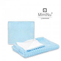 MimiNu - Set paturica 75x100 cm si perna 40x40 cm Material certificat Oeko Tex Standard 100 Minky Blue