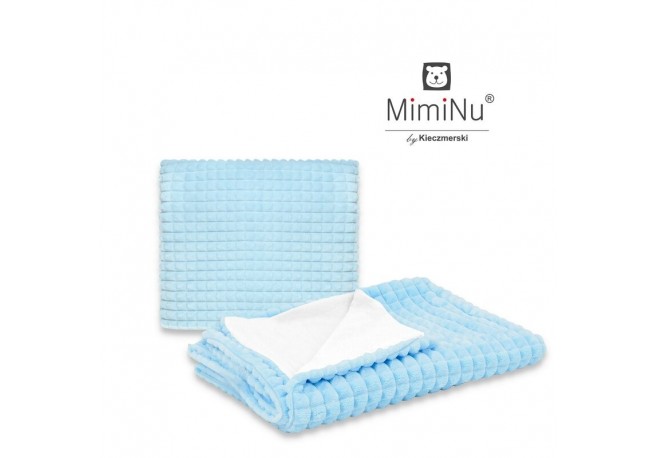 MimiNu - Set paturica 75x100 cm si perna 40x40 cm Material certificat Oeko Tex Standard 100 Minky Blue