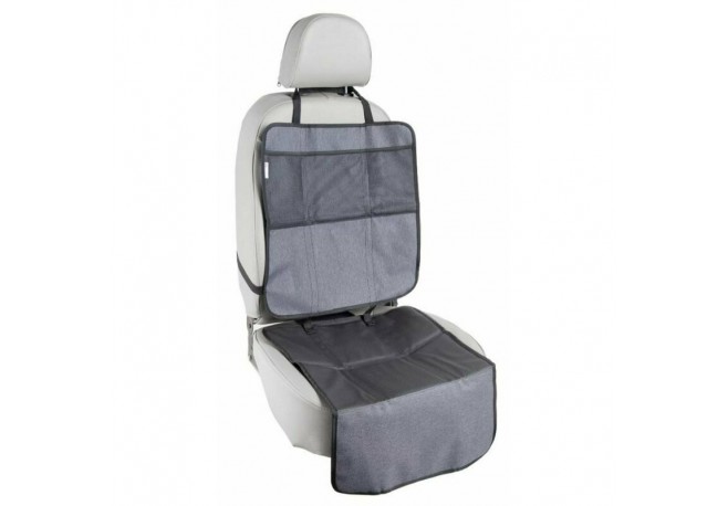 Petite&Mars - Protectie impermeabila pentru bancheta auto si spatar Cu organizator 3 in 1  Savior Gri