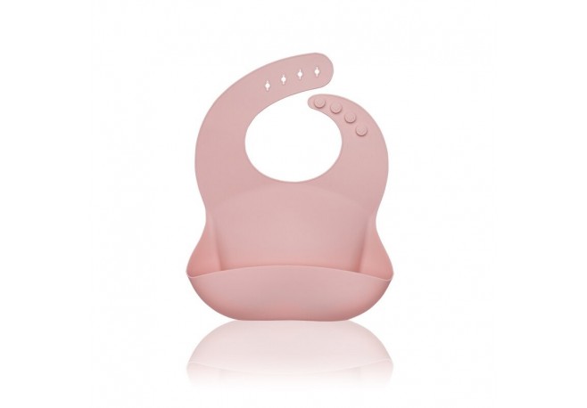 Petite&Mars - Baveta moale Sam Din silicon Cu rezervor Fara BPA PVC si Ftalati Roz