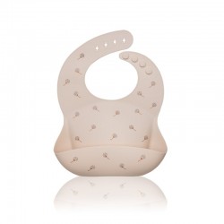 Petite&Mars - Baveta moale Sam Din silicon Cu rezervor Fara BPA PVC si Ftalati Papadie Bej