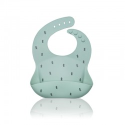 Petite&Mars - Baveta moale Sam Din silicon Cu rezervor Fara BPA PVC si Ftalati Copaci Verde