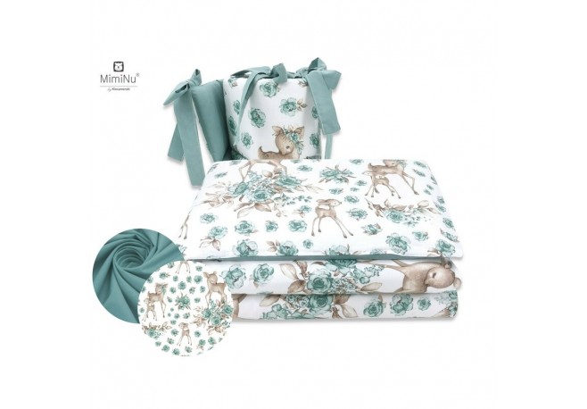 MimiNu - Lenjerie patut 3 piese Cu protectie laterala Din bumbac certificat Oeko Tex Standard 100 Pentru patut 120x60 cm Sweet D