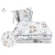 MimiNu - Lenjerie patut 3 piese Cu protectie laterala Din bumbac certificat Oeko Tex Standard 100 Pentru patut 120x60 cm Safari 