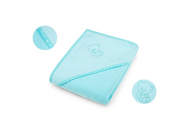 Qmini - Prosop cu gluga Din bumbac 80x80 cm Turquoise