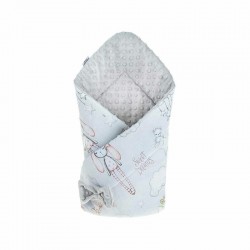Qmini - Paturica de infasat cu fata dubla Minky Wrap Nou-nascut Din Bumbac 80x80 cm Rabbit Night