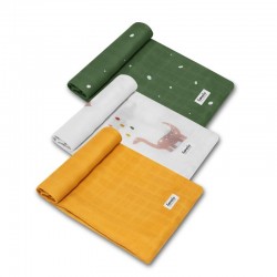 Lionelo - Set 3 scutece multifunctionale Dino Din Bambus 70x70 cm Multicolor