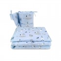 Qmini - Lenjerie patut 3 piese Cu protectie laterala Din bumbac certificat Oeko Tex Standard 100 Pentru patut 140x70 cm Indian B