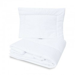 Qmini - Set pilota si perna pentru patut Din bumbac certificat Oeko Tex Standard 100 Perna 40x60cm Pilota 100x135cm White