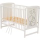Qmini - Patut din lemn Timmi Heart 120x60 cm Din lemn de pin si mdf Stabil si rezistent Inaltime saltea reglabila pe 3 nivele La