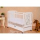 Qmini - Patut din lemn Timmi Heart 120x60 cm Cu sertar Din lemn de pin si mdf Stabil si rezistent Inaltime saltea reglabila pe 3