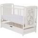 Qmini - Patut din lemn Timmi Heart 120x60 cm Cu sertar Din lemn de pin si mdf Stabil si rezistent Inaltime saltea reglabila pe 3