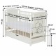 Qmini - Patut din lemn Timmi Heart 120x60 cm Cu sertar Din lemn de pin si mdf Stabil si rezistent Inaltime saltea reglabila pe 3