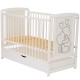 Qmini - Patut din lemn Timmi Heart 120x60 cm Cu sertar Din lemn de pin si mdf Stabil si rezistent Inaltime saltea reglabila pe 3