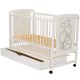 Qmini - Patut din lemn Timmi Heart 120x60 cm Cu sertar Din lemn de pin si mdf Stabil si rezistent Inaltime saltea reglabila pe 3