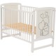 Qmini - Patut din lemn Timmi Heart 120x60 cm Cu laterala culisanta Din lemn de pin si mdf Stabil si rezistent Inaltime saltea re